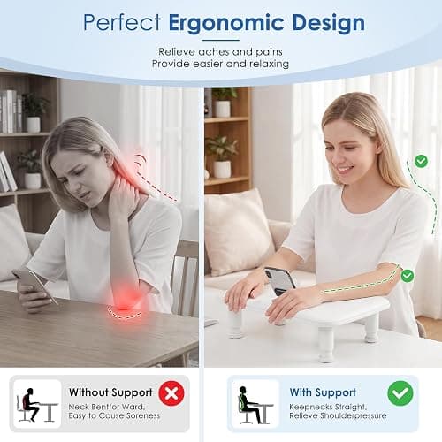 Manicure Arm Rest for Nails Tech: U-shaped Adjustable Nail Arm Rest with Phone Holder - Comfortable PU Leather Cover Nail Tech Arm Rest for Professionals Home & Salon - White thumbnail 5