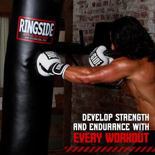 Ringside 100-Pound Muay Thai Heavy Bag, Sturdy Powerhide Punching Bag for Boxing, MMA, Muay Thai, and Kickboxing Training and Workout, Includes Chain and Swivel, Black, 72" H x 13" Dia. thumbnail 4