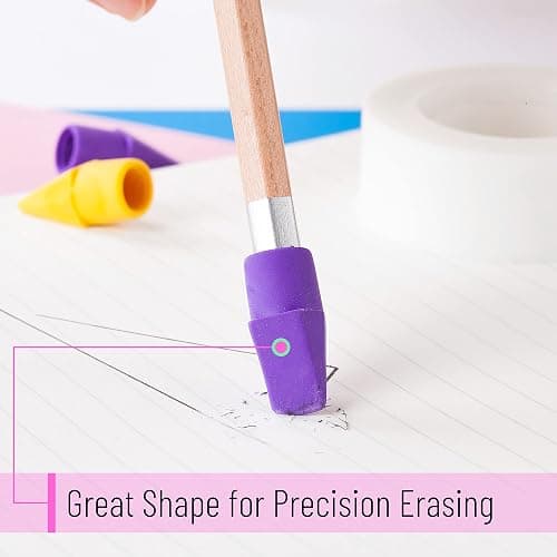 Mr. Pen- Pencil Top Erasers, 120 Pack, Latex-Free, No-Smudge | Cap Pencil Erasers for Precise Erasing, Kids, Teachers, Studying Supplies, Vibrant Colors thumbnail 5