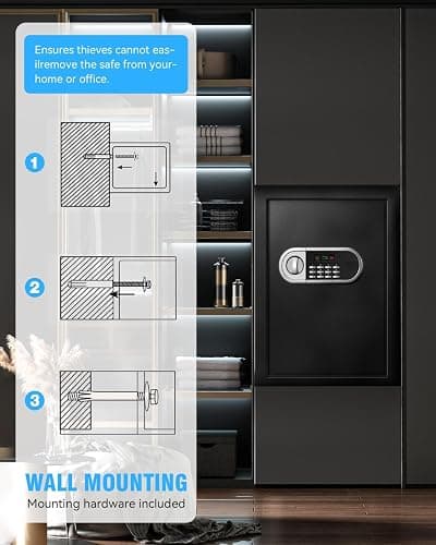 RETLLAS 2.5 Cu Ft Safe Box for Home Steel Electronic Digital Safety Box Personal Security Lock Box with LED Sensor Light Emergency Type-C External Charge for Money Jewelry Documents thumbnail 8