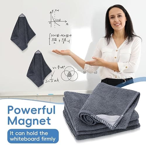 GoClimber 4 Pack Magnetic Microfiber Cleaning Cloth, Dry Erase Erasers Cleaner for Whiteboards, Blackboards, Chalkboards, Glassboards, Home, Office, School, Gray, 10'' x 9.25'' thumbnail 5
