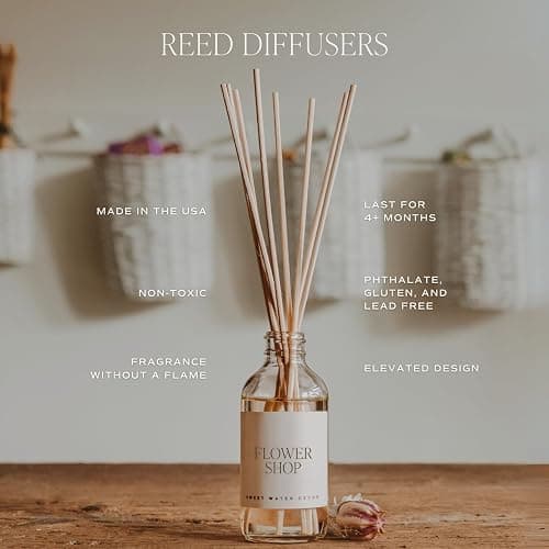 Sweet Water Decor Sandalwood Rose Reed Diffuser Set - Rose, Wood, Amber, Vanilla, & Musk Scented Diffusers - Scent Diffusers for Home, Long Lasting Fragrance, Made in The USA thumbnail 7