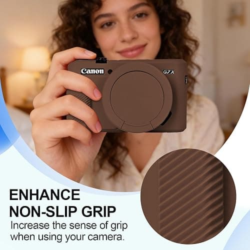 Case with Removable Lens Cover for Canon G7X Mark II/G7XII Camera(Brown) | Soft Silicone Camera Protective Case,Slim Fit,Anti-Scratch,Dustproof,Shockproof,Camera Accessories,For Travel,Daily Use thumbnail 4