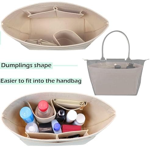 Lckaey Organizer insert For longchamp inserts for long champ L bag le pliage Organizer insert large beige thumbnail 6