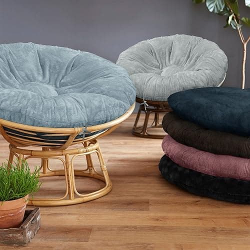 Bextile Shaggy Cover for Papasan Cushion, Shaggy Papasan Chair Cushion Cover, Fluffy Plush Faux Fur Zippered Slipcover Only, Removable Papasan Cushion Covers (A, 55 * 55in) thumbnail 2