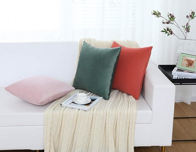 Jeneoo Comfy Soft Velvet Couch Throw Pillow Covers Decorative Solid Square Cushion Cases for Bedroom Sofa Car Decor (Baby Blue, 18 x 18 Inches, 2 Pieces) thumbnail 5