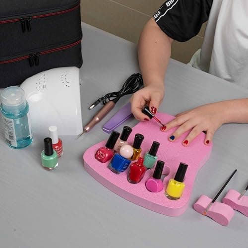ButterFox Nail Polish Organizer Holder, Nail Art Manicure Hand Stand Mat Rest Work Station (Pink) thumbnail 7
