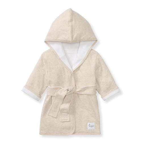 Burt's Bees Baby Infant Hooded Robe Organic Knit Terry Unisex Bathrobe, Newborn Bath Essentials, Unisex Boys and Girls, Size 0-9 Months Old - Image 1