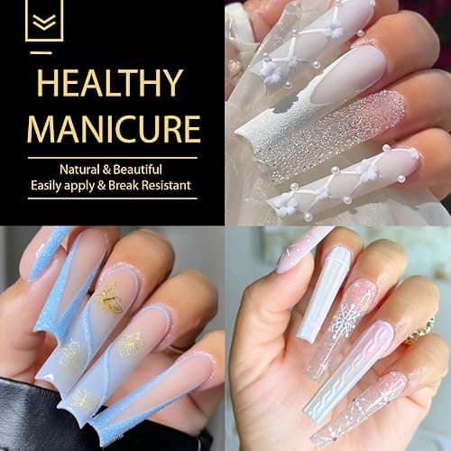 UNA GELLA Extra Long Square Nail Tips Pre-filed 240Pcs Square Gel Nail Tips | No C Curve XXL Long Press on Nails Full Cover Straight for Nails Extension Home DIY Salon 12 Sizes thumbnail 8