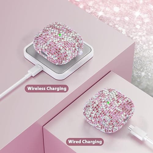 VISOOM Bling Jewelry Case for Airpods 4 Cases 2024 Cover Women, Sparkly Diamond Air Pods 4 Gen Case Glitter Rhinestone Airpod Case 4th Generation iPods 4 Case with Keychain for iPod Earbud Airpod 4th thumbnail 3