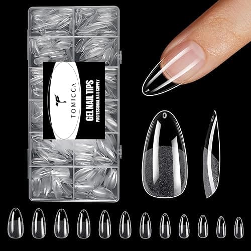 TOMICCA Nail Tips Clear Acrylic Nails 240Pcs Fake nails Medium Almond Nail Tips Pre-shape Gel Nails for Nail Extension False Nail Tips 12 Sizes - Half Matte-240 pcs Medium Almond Nail Tips thumbnail 8