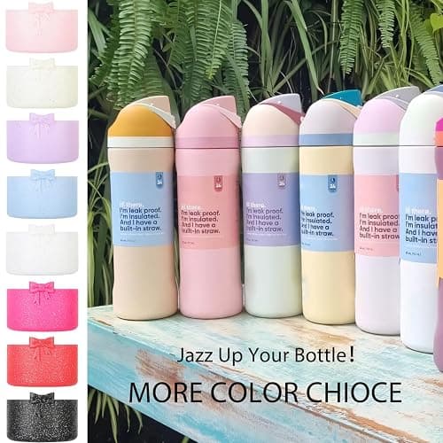 HIUSITY Bow Silicone Boot for Owala 32oz, Anti-Slip Protective Sleeve Bottom Bumper Protector for FreeSip, Twist, and Flip Stainless Steel Water Bottles Accessories,Dishwasher Safe and BPA Free thumbnail 5