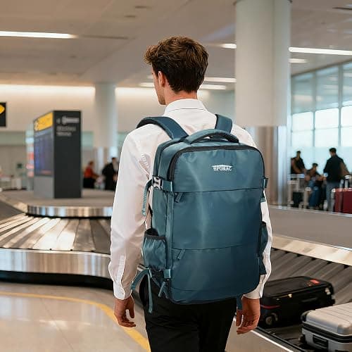 Vacuum Backpack Travel 55L, Carry On Compliant Backpack Water-Resistant, Fits 17-Inch Laptop & 6-8 Days Travel Gear, Expandable Compression System, Vacuum Pump Included, Birthday Christmas Gifts Teal thumbnail 2