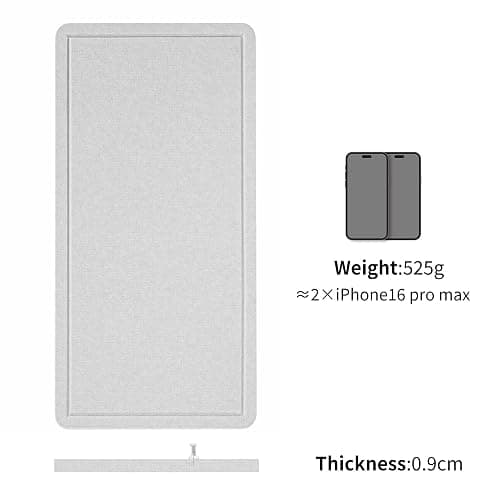 Bulletin Board, 35 x 17 1/2 inches Felt Board - Decorative Pin Board, Cork Board Alternative for Wall, Foldable Picture Board Self-Adhesive Vision Board Prayer Board with 20 Pushpins - Light Gray thumbnail 4
