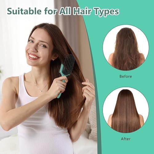 Curl Defining Brush, Curly Hair Brush, Slick Back Hair Brush, For Combing and Shaping Curls in All Hairstyles to Reduce Pulling (Green) thumbnail 6
