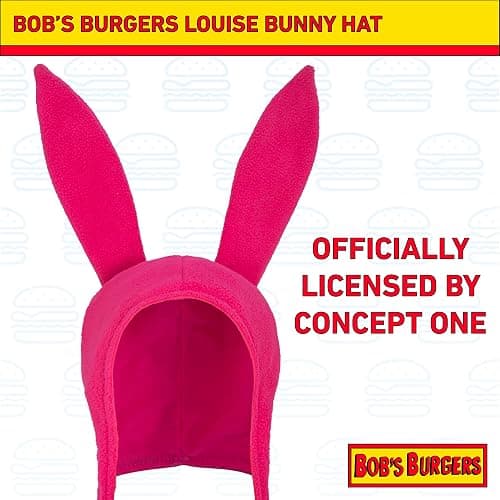 Concept One Womens Bob's Burgers Louise Cosplay Bunny with Floppy Ears Fleece Beanie Hat, Pink, 0 US thumbnail 5