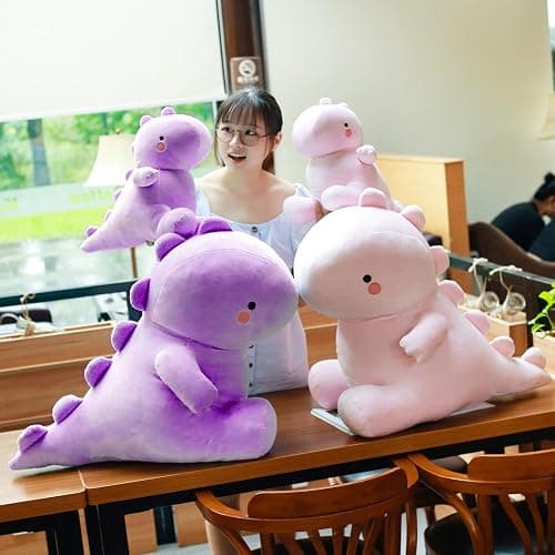 VHYHCY Cute Dinosaur Plush Toys, Fat Dinosaur Stuffed Animals Toys Dolls, Soft Plush Stuffed Animal Dino Plushie, Birthday Gifts for Kids Girl Boys Purple 12 inch thumbnail 6