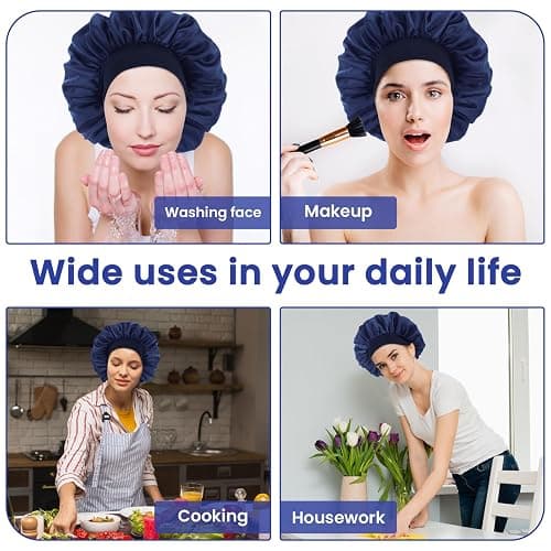 WLLHYF Silk Bonnet for Men, Satin Bonnet Elastic Band Silk Sleep Cap Soft Adjustable Hair Cap Hair Wrap for Women Sleeping thumbnail 6