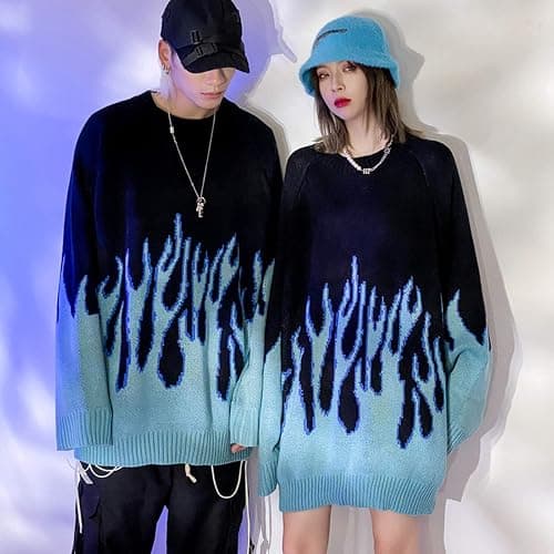 Women Sweater Long Sleeve Flame Bat Sleeve Jumper Oversized Casual Knitting Pullover Tops thumbnail 5