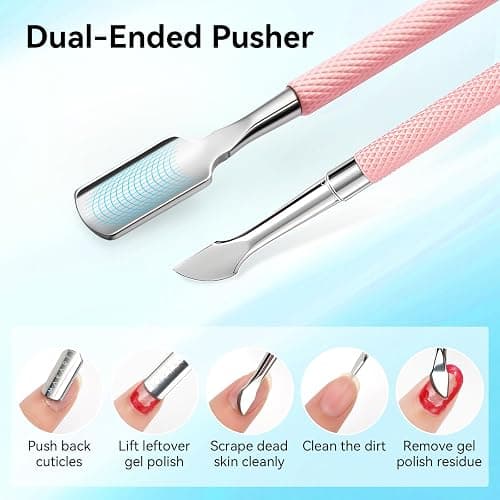Makartt Cuticle Trimmer with Cuticle Pusher - Stainless Steel Cuticles Nipper with Dual Spring, Ergonomic Handle, 7mm Blade & Dual-Ended Pusher for Nail Care & Gel Removal, Pink thumbnail 4