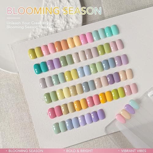 GAOY 42 Pcs Gel Nail Polish Set, 39 Pastel Colors, UV Gel, Blooming Season | With Base Coat, Glossy & Matte Top Coat, Spring Green Yellow Pink Colors, UV/LED Cure Required, DIY Manicure at Home thumbnail 2
