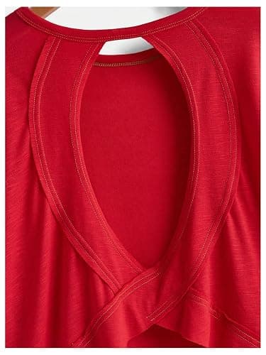 SOLY HUX Women Open Back Tops Workout Backless Tee Casual Athletic Shirts Short Sleeve Oversized Gym T Shirt thumbnail 4