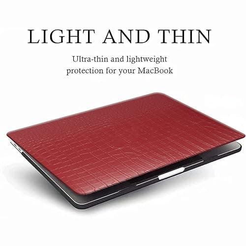 Funut Compatible with Crocodile MacBook Air 15 Inch Case 2025 2024 2023 M4 M3 M2 A3241 A3114 A2941, Elegant Luxury Crocodile Leather Plastic Hard Shell Case & Keyboard Cover, Red thumbnail 5
