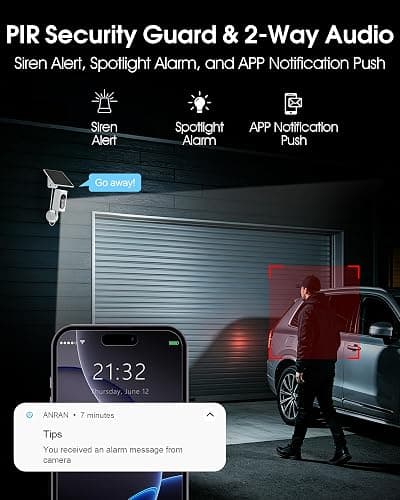 ANRAN 4G LTE Cellular Solar Security Camera Wireless Outdoor No WiFi Needed | 2K Color Night Vision Built-in SIM 37 Days Trial Subscription Needed PIR Motion Detection Alert 2-Way Audio for Farm Barn RV thumbnail 7