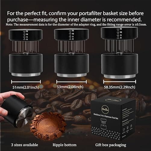 DiatZeno 53MM Espresso Accessories - WDT Tool , Coffee Tamper set with 2-in-1 Design, 304 Stainless Steel Premium Coffee Accessories for Home Baristas & Beginners thumbnail 6