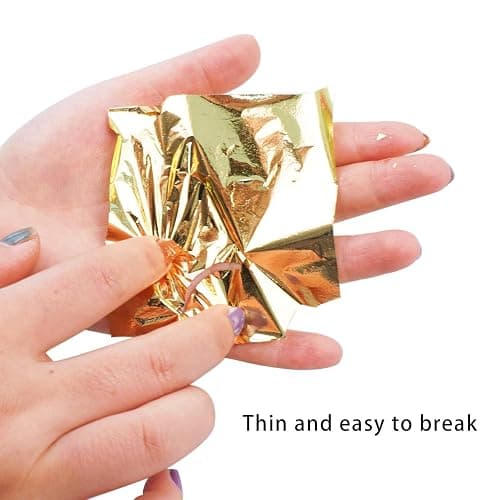 Gwybkq 400 Pieces Gold Leaf Sheets, Imitation Gold Leaf Paper, Multi-Color Silver Leaf Paper for DIY Arts Decoration, 4 Colors 5.5 by 5.5 Inches thumbnail 5