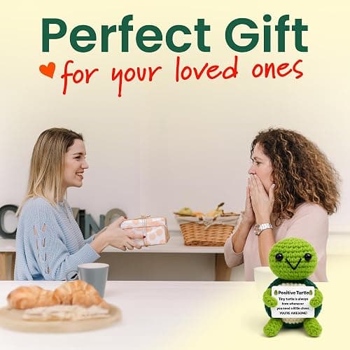 PICKLE BUDDIES Positive Turtle New - Positive Crochet Animals Handmade Emotional Support Crochet Doll Desk Decor Pickle Gifts Emotional Support Plush for Anxiety & Stress Relief thumbnail 7
