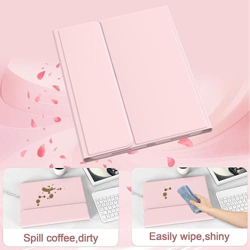 BQDIYOO Case for iPad 11th/10th Generation with Keyboard, 11 inch A16/10.9" iPad 10 Case (2025/2022) with Pencil Holder, Wireless Keyboard and Slim Lightweight Soft Cover Auto Wake/Sleep, Pink thumbnail 6