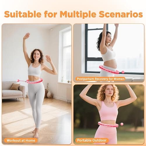 RJOP Weighted Hoop Fitness Circle – 32 Detachable Segments, 65-Inch Plus Size, Efficient Home Fitness and Weight Loss for Adults & Women thumbnail 6