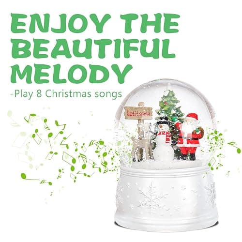 Vipush Christmas Snow Globe - Snowman Santa Style Musical Snow Globe with Color Changing Led Lights, Christmas Decorations with Music Box Gifts for Girls Kids, Decorations for Christmas & Birthday thumbnail 4