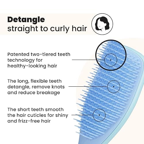 Tangle Teezer Ultimate Detangler Brush for Wet & Dry Hair, Eliminates Knots & Reduces Breakage for Straight to Wavy Hair Types, Denim Blues thumbnail 2