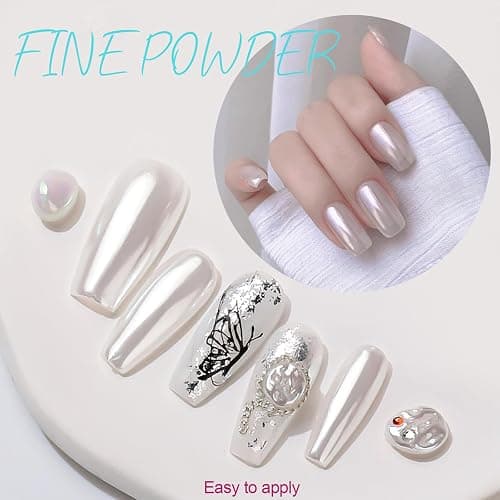 Artdone 16Jars Chrome Nail Powder Magic White Pearl Kit Colored Mirror Effect Silver Gold Metallic Stuff Holographic Dip Nail Pigment Powder For Resin Craft & Nail Art Accessories Decoration Supplies thumbnail 6