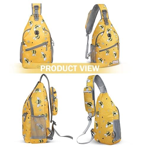 ZOMAKE Sling Bag,Small Crossbody Sling Backpack,Water Resistant Shoulder Daypack for Travel,Anti Thief Chest Bag for Hiking(Bee Yellow) thumbnail 7