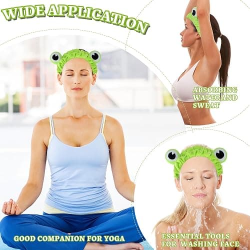 Jowmoy Green Frog Eye Elastic Headband - Versatile for Spa, Skincare, Makeup, Face Wash, Fun Gift for Women (1 Pack) thumbnail 6