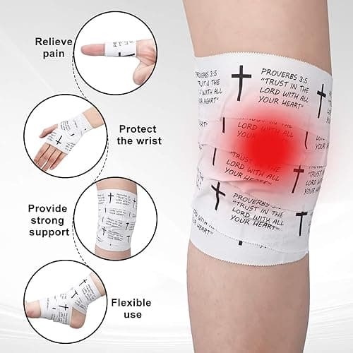 MiniInflat 2 Pcs Cross Tape Christian Athletic Tape Sports Wrap 2in x 23ft Jesus Cotton Wrist Wrap for Soccer Football Baseball Gymnastics Boxing Christian Church Gifts(White,Proverbs 3:5) - White - Proverbs 3:5 thumbnail 3