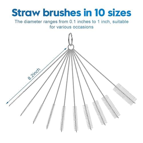 Bottle Brush Cleaner Set for Bottles, Cups and Straws Cleaning, 14 Pack | Long Handle Bottle Brushes | Sponge Brush | 3-in-1 Lid Cup Cleaning Brush | Straw Brushes in Assorted Diameters thumbnail 3