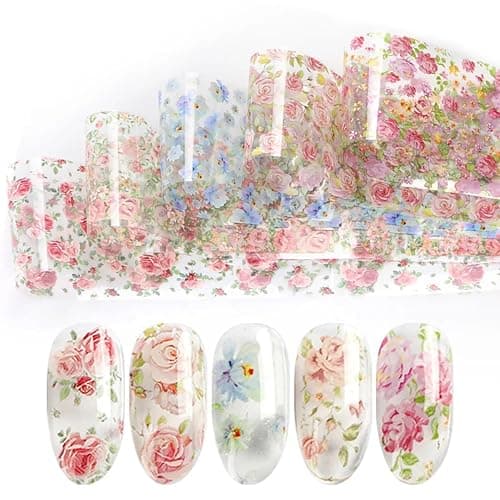 MOLILON Flower Nail Foil Nails Art Design Stickers Decals Lace Nail Art Flowers Holographic Foils Paper Starry Sky Star Transfer Foil Nail Wraps for DIY Nails Decoration - 10 Sheets thumbnail 3