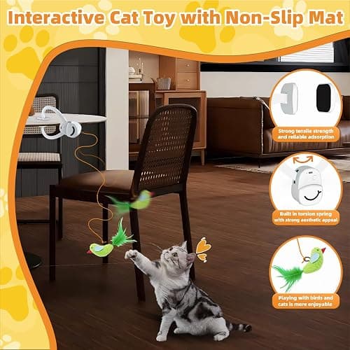CATPICK Interactive Cat Toys for Indoor Cats Automatic Electric Flying Bird Feather Mouse Toy - Best Kitten & Adult Cat Enrichment Mouse cat Toy Hanging Electric Kitty Toys for Bored Cats thumbnail 2