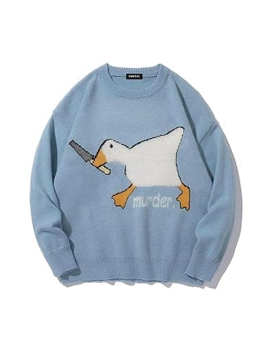 Vamtac Mens Oversized Sweater Vintage Graphic Pullover Crewneck Knit Jumper Y2K Unisex Streetwear 2025 Fall Tops - Image 1