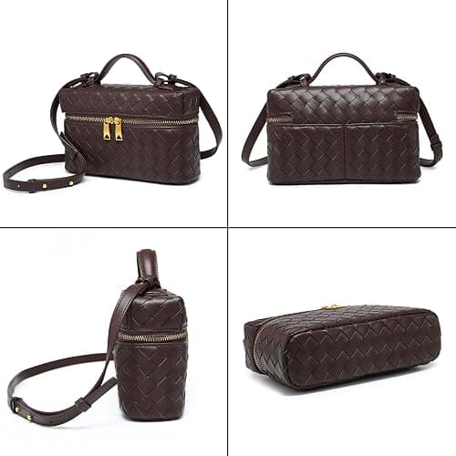 Rejolly Top-Handle Pouch Handbag for Women Woven Leather Vanity Case Designer Crossbody Bag Quiet Luxury Trendy Purse thumbnail 3