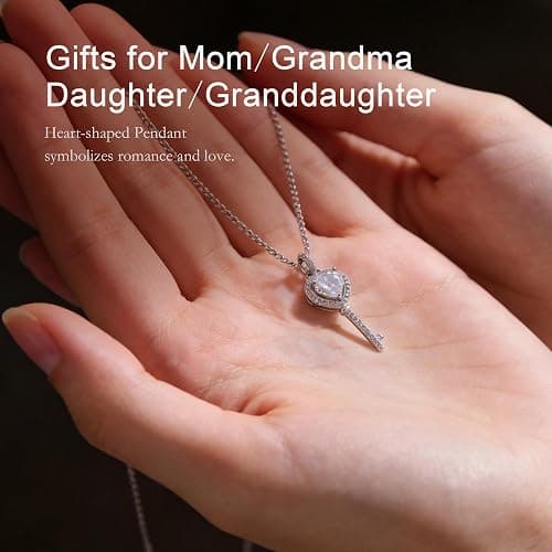 CYNKCNHL Key Heart Necklace Gift for Women, 925 Sterling Silver Pendant | Cubic Zirconia Jewelry Gift for Her, Girlfriend, Daughter – Birthday Valentine Anniversary thumbnail 4