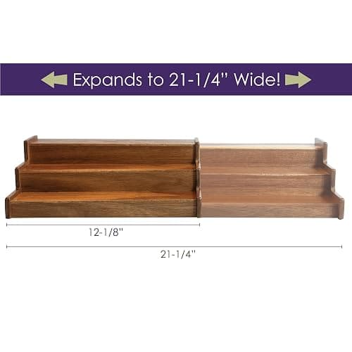 TB Home Acacia Wood 3 Tiered Spice Rack, 3 Tier Spice Organizer for Cabinet or Kitchen thumbnail 3