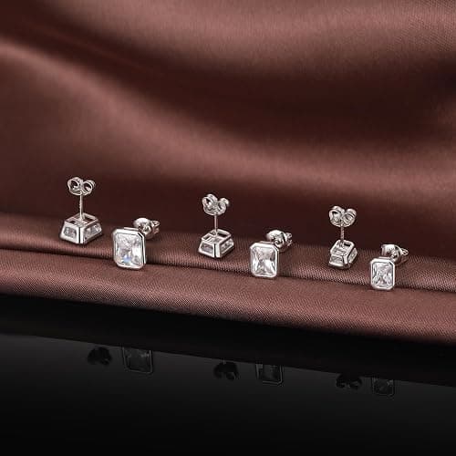 Jiahanzb Brilliant Heart-cut/Oval-cut/Trillion-cut/Cushion-cut/Emerald-cut/Marquise-cut Stud, 925 Sterling Silver Cubic Zirconia Stud Earrings for Women Men thumbnail 4