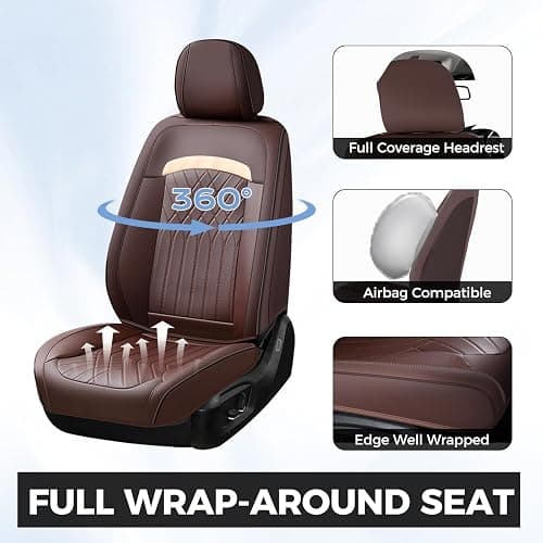 FLORICH Car Seat Covers Full Set, Leather Seat Covers for Cars, Car Seat Protector Waterproof Breathable, Universal Automotive Seat Covers, Front and Rear Car Seat Cover Fit for Most SUV Pick-up Truck thumbnail 6
