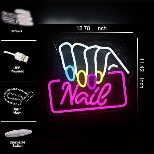 Nail Neon Sign suitable for beauty salons, Nail studios, and Nail salon decorations. A great gift for nail technicians. thumbnail 3