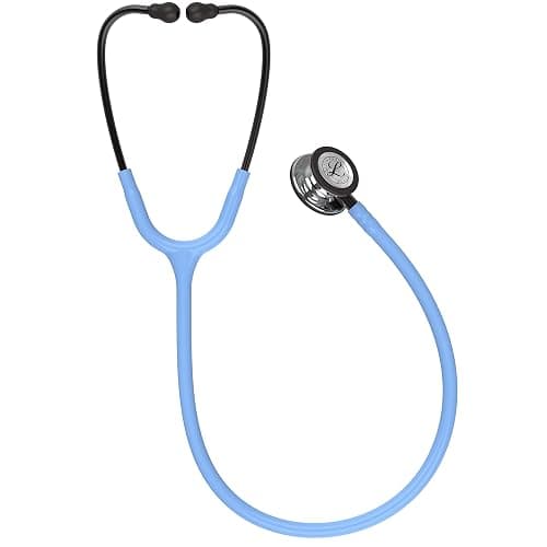 3M Littmann Classic III Monitoring Stethoscope, 5959, More Than 2X as Loud, Weighs Less, Stainless Steel Mirror-Finish Chestpiece, 27" Ceil Blue Tube, Smoke Stem, and Headset thumbnail 2